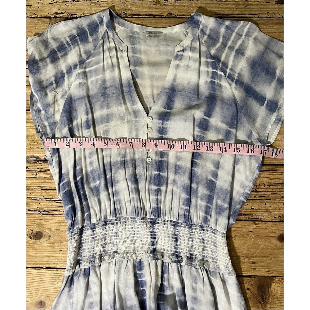 Rails Women’s Size M Blue White Karla Coast Tie Dye Smocked Waist Mini Dress - Picture 3 of 7